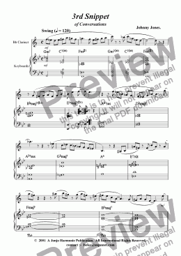 page one of 3rd Snippet of Conversations  (Jazz Etude,  Clarinet and Piano)