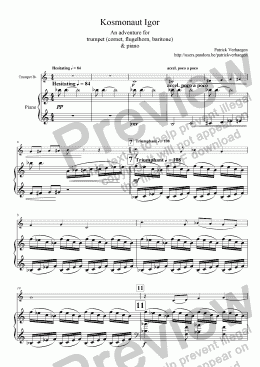 page one of Kosmonaut Igor (for trumpet & piano)