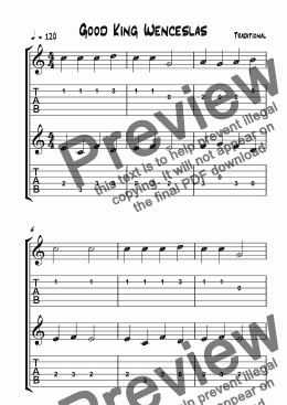 page one of Good King Wenceslas - Beginner Guitar Duet
