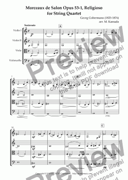 page one of Morceaux de Salon Opus 53-1, Religioso for String Quartet