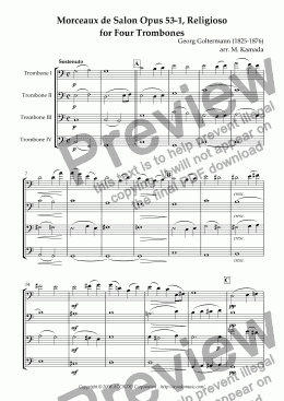 page one of Morceaux de Salon Opus 53-1, Religioso for Four Trombones