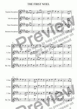 page one of First Noel (Saxophone Quartet)