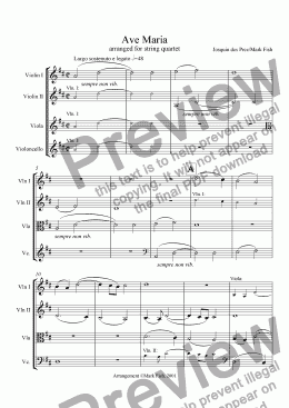 page one of Ave Maria for string quartet