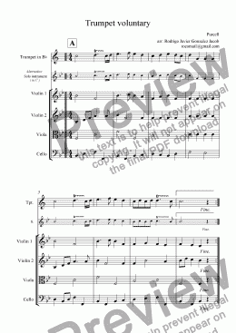 page one of Trumpet Voluntary - String quartett and Trumpet or solo instrument