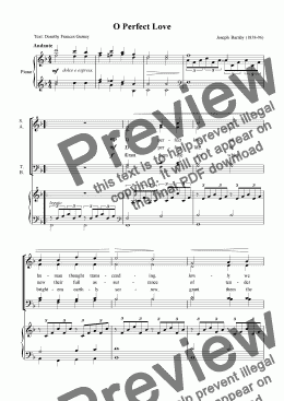 page one of "O Perfect love" - Wedding Sheet Music (High Key - Soprano/Tenor/Choir)