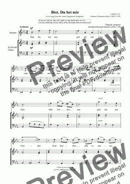 page one of "Bist du bei mir" - (Sheet Music - High Key)