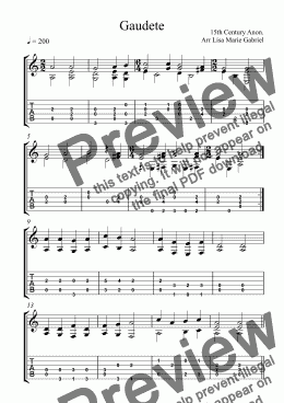 page one of Gaudete - Easy Guitar with TAB
