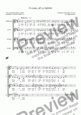 page one of O come, all ye faithful (SATB)