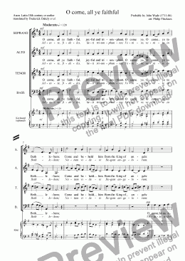 page one of O come, all ye faithful (SATB & keyboard)