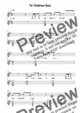 page one of The Frogspawn Song - Reduced for One voice and Guitar