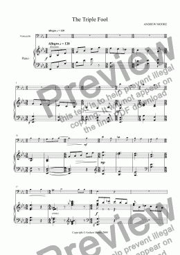 page one of ’The Triple Fool’ for Cello & piano