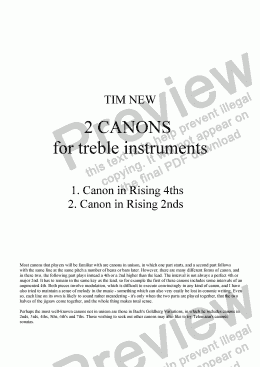 page one of 2 CANONS for treble instruments