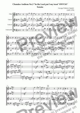 page one of Chandos Anthem No.2 "In the Lord put I my trust" HWV247 Sonata
