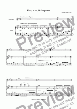 page one of ’Sleep now, O sleep now’ for Clarinet & piano