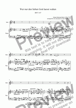 page one of Wer nur den lieben Gott laesst walten, BWV 647 (Bach)