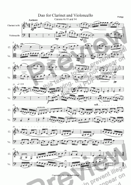 page one of Duo for Clarinet and Violoncello