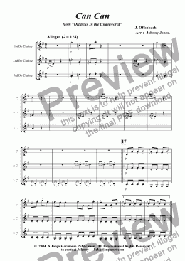 page one of Can Can  from Orpheus In the Underworld  (3 Bb Clarinets)
