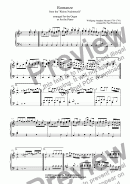 page one of Romanze from Kleine Nachtmusik (Mozart)