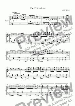 page one of ’The Entertainer’ for solo piano