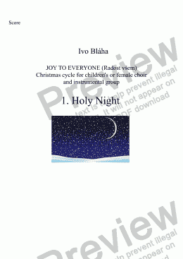page one of HOLY NIGHT (Svatá noc) for children’s or female choir and group of instruments (English words)