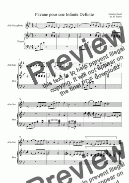 page one of Pavane Pour Une Infante Defunte - Alto Sax Solo with Piano Accompaniment