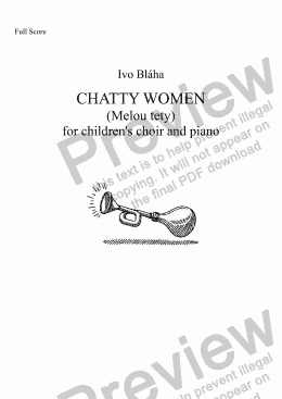 page one of CHATTY WOMEN (Melou tety) for children’s choir and piano (English words)