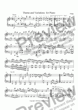 page one of Theme and Variations for Piano