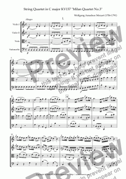 page one of String Quartet in C major KV157 "Milan Quartet No.3"