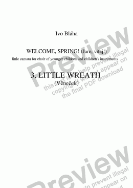 page one of LITTLE WREATH (Věneček) for children’s choir and piano (English words)