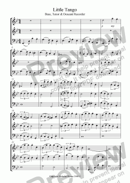 page one of Little Tango for Recorder Trio