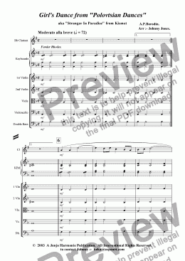 page one of Girl's Dance from 'Polovetsian Dances'    (Clarinet and Strings)