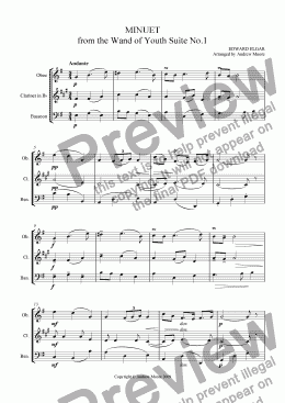 page one of ’Minuet’ from Wand of Youth arr. for Wind Trio