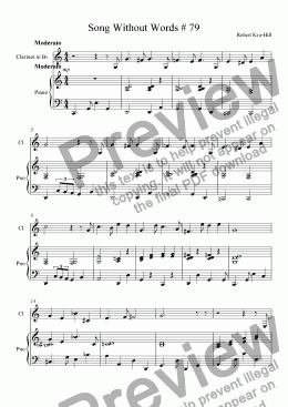 page one of Song Without Words [Cycle Three # 79][Clarinet in BFlat, Piano]