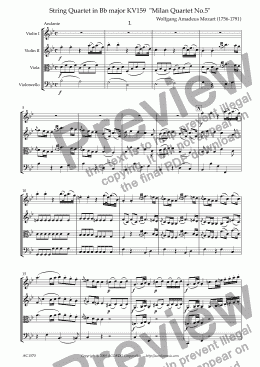 page one of String Quartet in Bb major KV159  "Milan Quartet No.5"