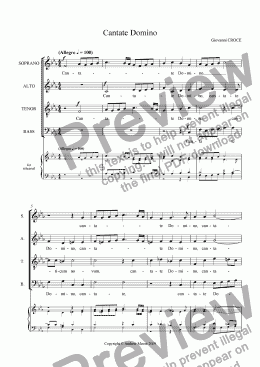page one of ’Cantate Domino’ for SATB