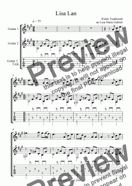 page one of Lisa Lan - arranged for Guitar Duet