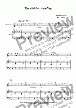 page one of Golden Wedding, The   (Clarinet and Piano)
