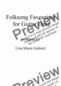 page one of 17 Favourite Folksongs for Guitar Duet with notation and TAB