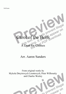 page one of Carol of the Bells - A Duet for Chimes
