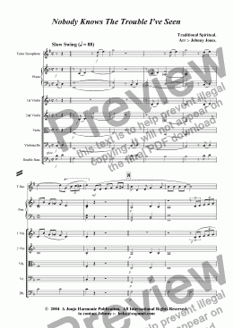page one of Nobody Knows The Trouble Ive Seen   (Tenor Saxophone and Strings)