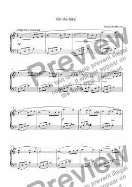 page one of ’On the lake’ for piano