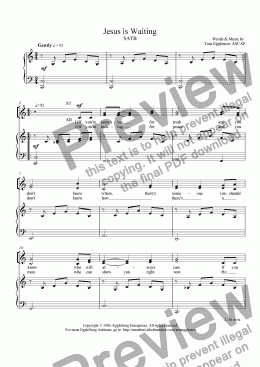 page one of Jesus is Waiting, SATB