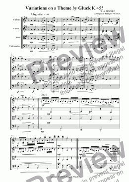 page one of Variations K.455 on a Theme by Gluck