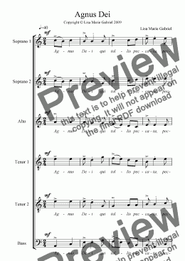 page one of Agnus Dei - From Missa Brevis - SSATTB - A Cappella - Please listen to MP3