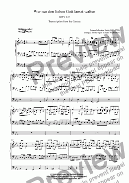 page one of Choral >Wer nur den lieben Gott laesst walten< (for organ by J.S.Bach)
