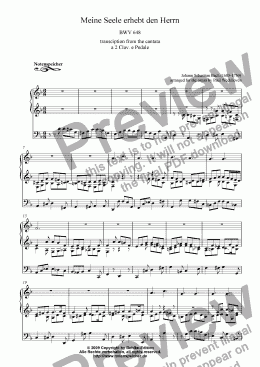 page one of Choral >Meine Seele erhebt den Herren< (for organ by J.S.Bach)