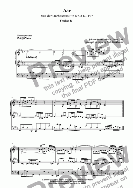 page one of Air from the Suite Nr. 3 in D, Version B, organ (J.S.Bach)