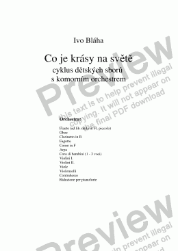page one of CO JE KRÁSY NA SVĚTĚ cyklus dětských sborů s komorním orchestrem či klavírem (Czech words)