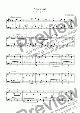 page one of ’Album Leaf’ Op. 12, No.7 for piano