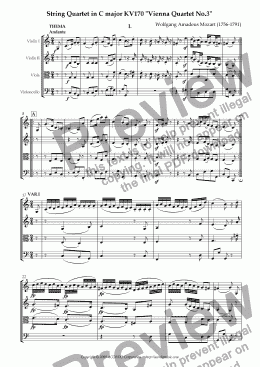 page one of String Quartet in C major KV170 "Vienna Quartet No.3"